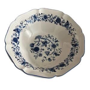 Vintage Hankook Blue Danube Scalloped Serving Bowl 9x2.5” Floral Pattern Korea